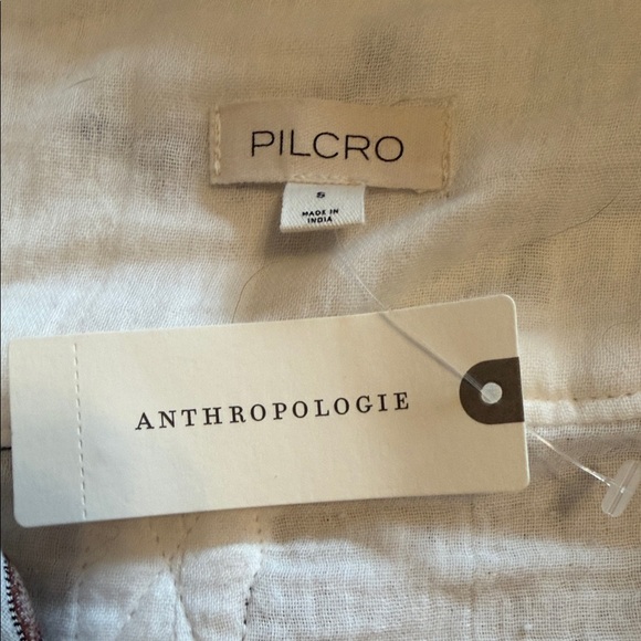 NWT Anthropologie White Button Down Shirt with Fall Motif Embroidery size S - Picture 4 of 6